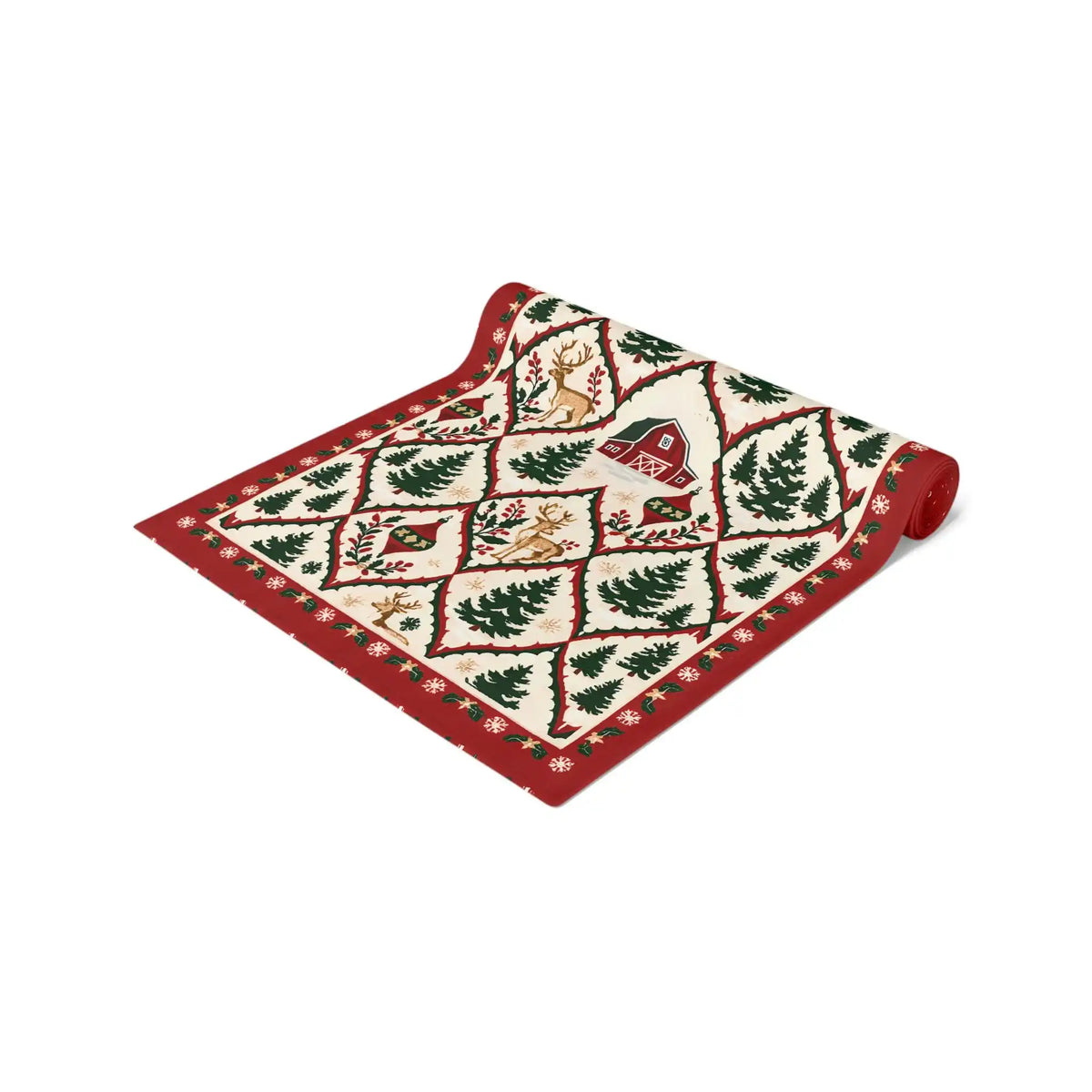 Chemin de table de Noël aux sapins, style scandinave