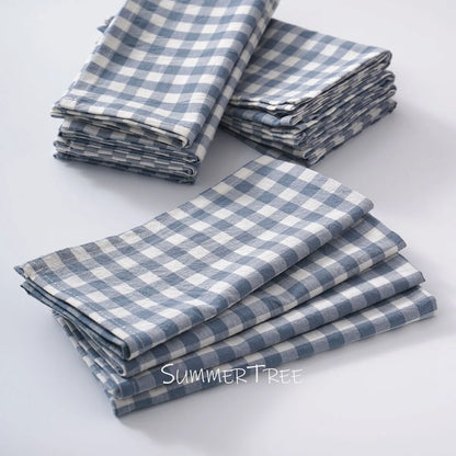 Serviettes de table à carreaux vichy en coton, lot de 10