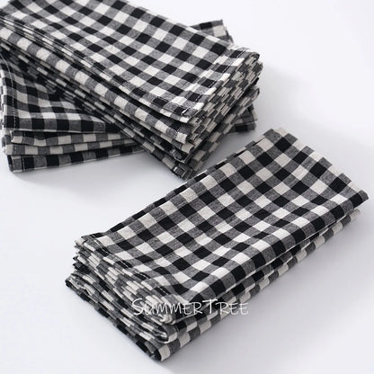 Serviettes de table à carreaux vichy en coton, lot de 10