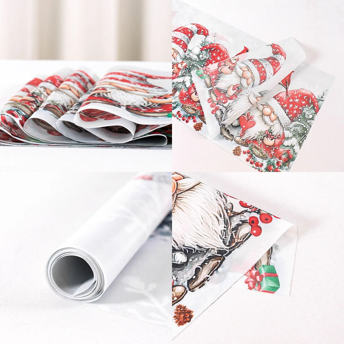 Chemin de table de Noël lutin et flocons