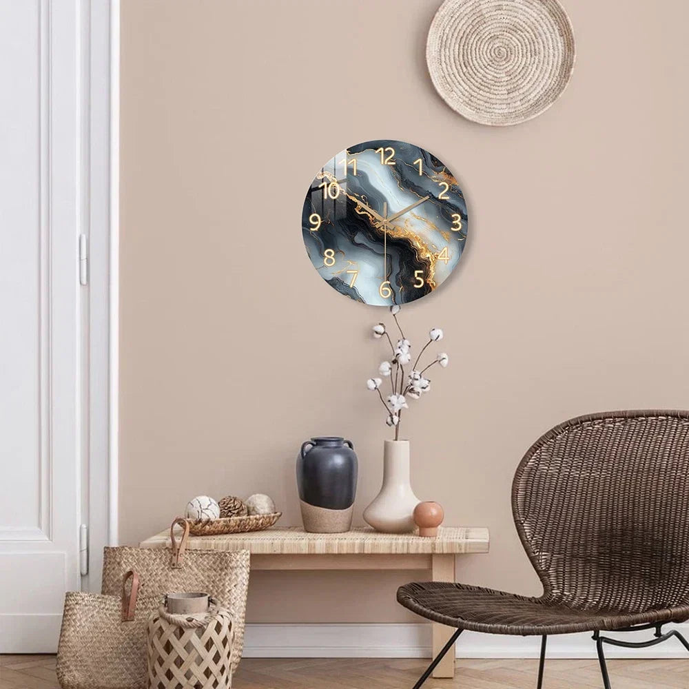 Horloge murale marbre bleu et doré