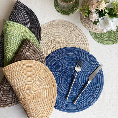 Napperons ronds en ramie tressée, lot de 4