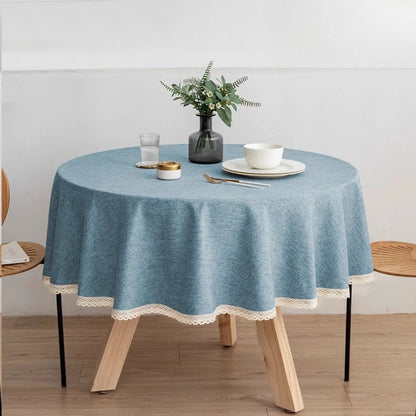 Nappe ronde en lin à franges