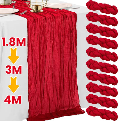 Chemin de table de Noël rouge en gaze, extra long