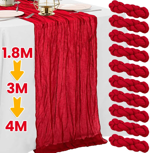Chemin de table de Noël rouge en gaze, extra long