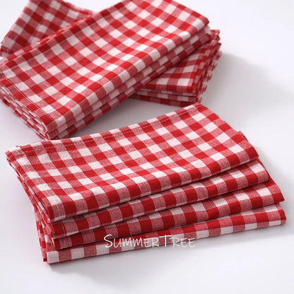Serviettes de table à carreaux vichy en coton, lot de 10