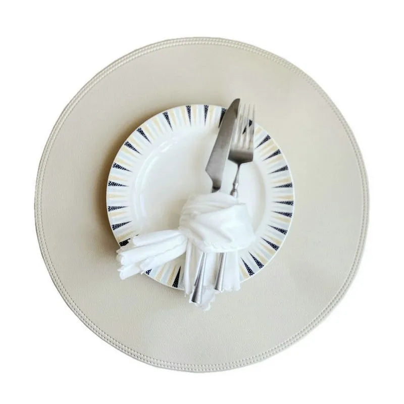 Napperons ronds en similicuir lavable, 38 cm