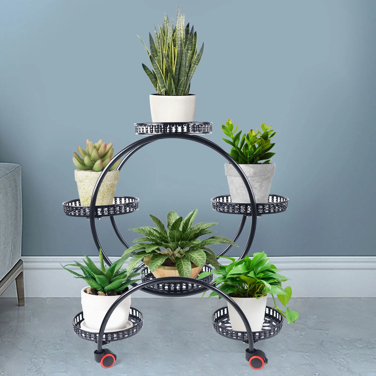 Support à plantes à roulettes