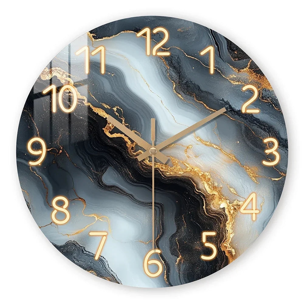 Horloge murale marbre bleu et doré