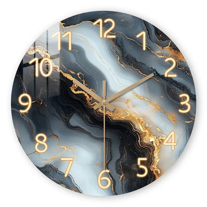 Horloge murale marbre bleu et doré