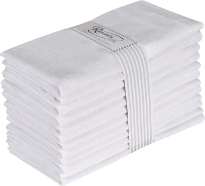 Serviettes de table en coton blanc, lot de 6