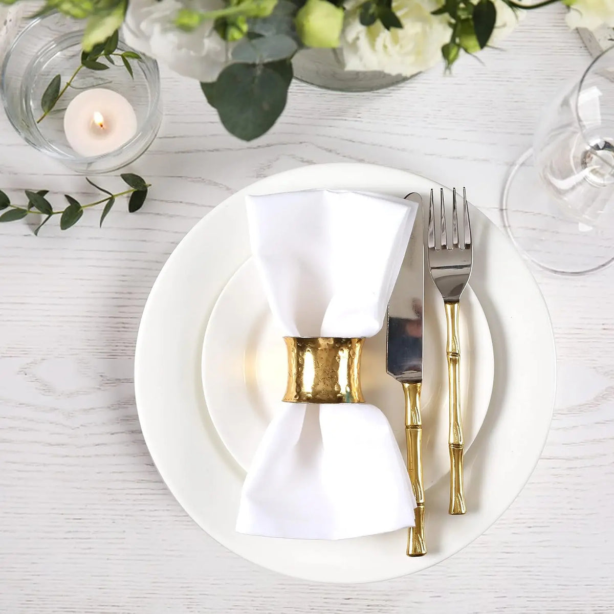 Serviettes de table en coton blanc, lot de 6