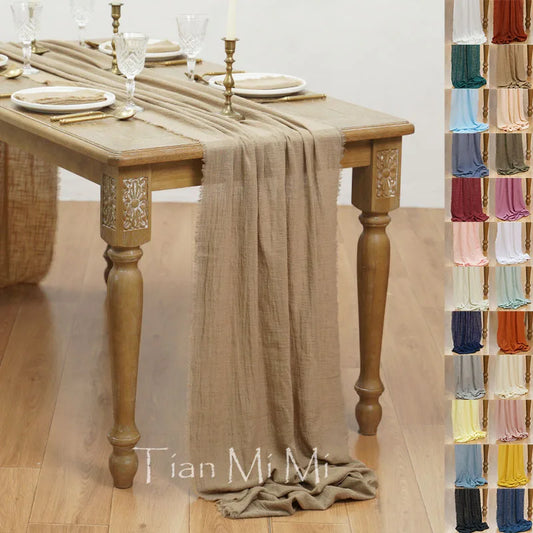 Chemin de table en gaze de coton froissée