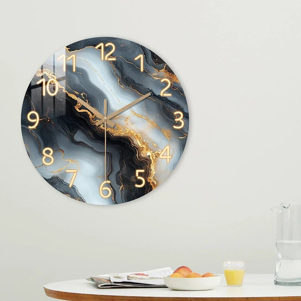 Horloge murale marbre bleu et doré
