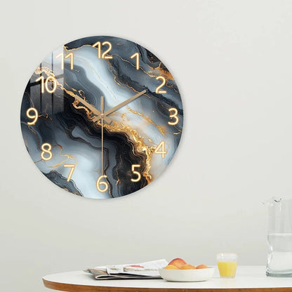 Horloge murale marbre bleu et doré
