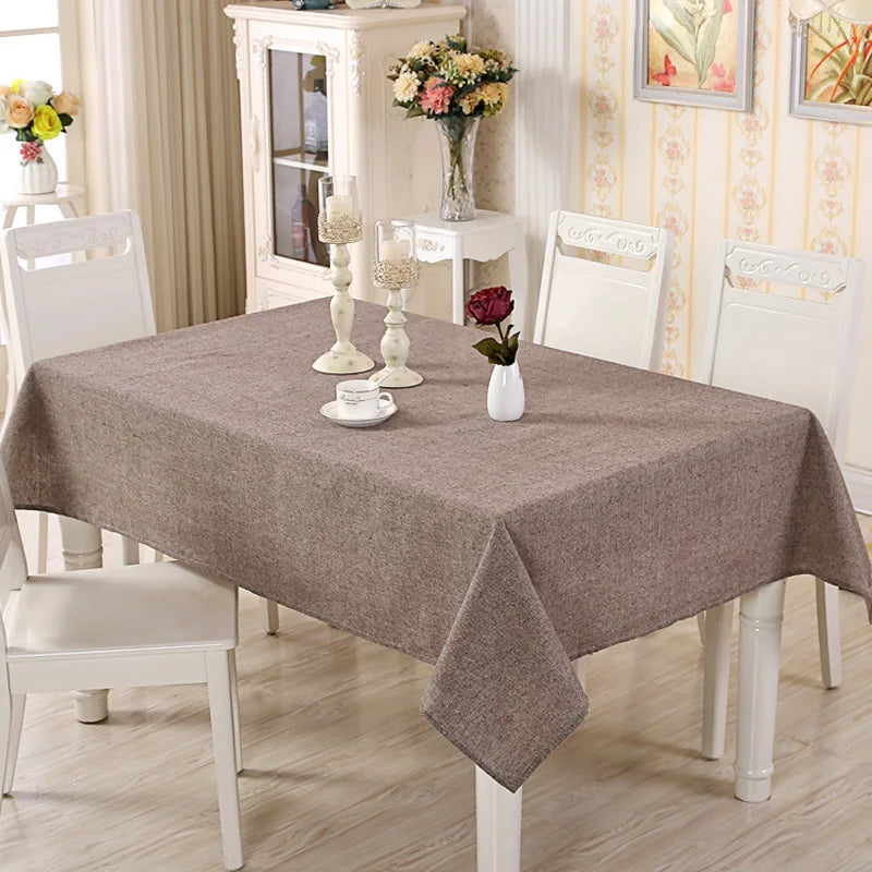 Nappe unie en coton et lin, carrée ou rectangulaire