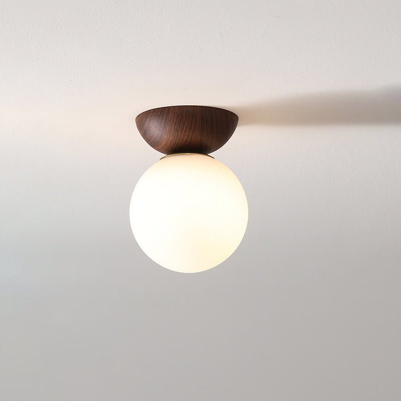 Plafonnier japonais en bois et verre