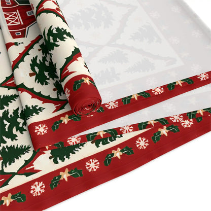 Chemin de table de Noël aux sapins, style scandinave