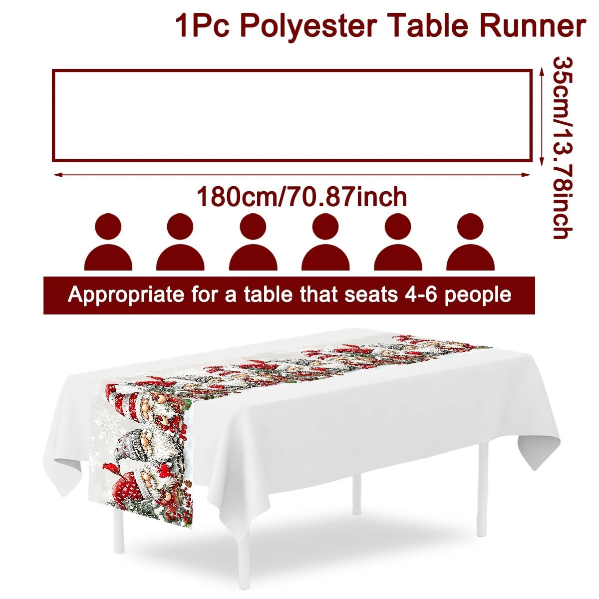 Chemin de table de Noël lutin et flocons