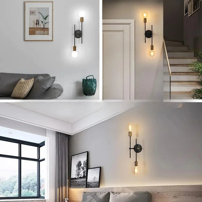 Plafonnier 2 lumières noir et doré