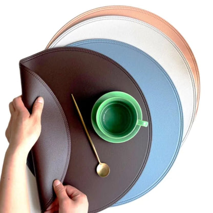 Napperons ronds en similicuir lavable, 38 cm