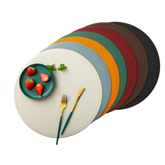 Napperons ronds en similicuir lavable, 38 cm