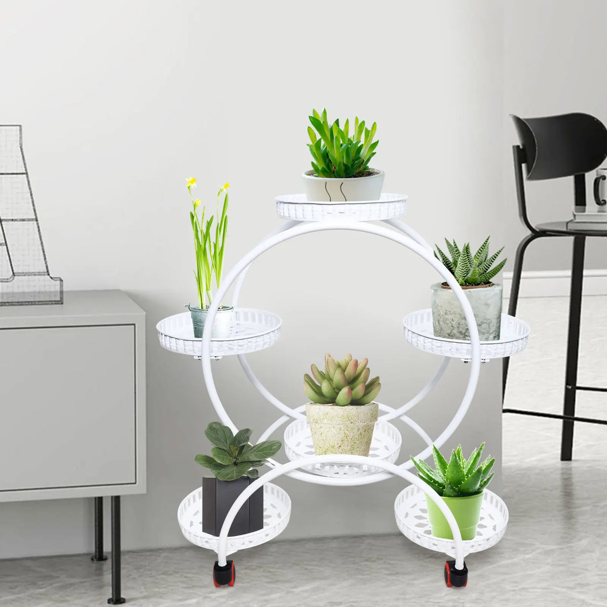 Support à plantes à roulettes