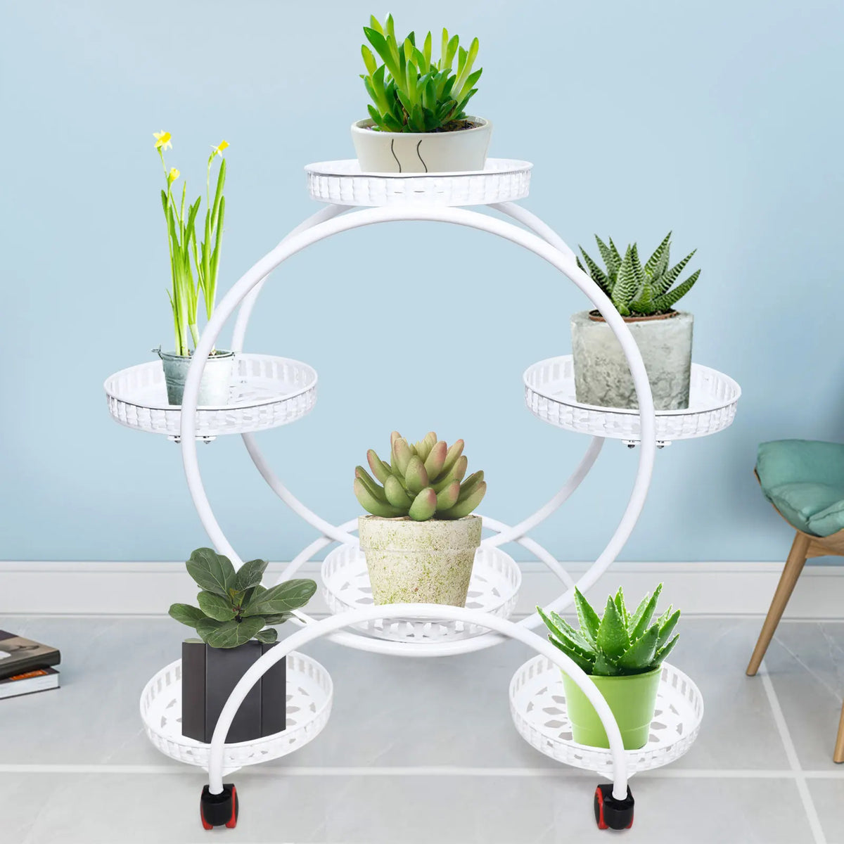 Support à plantes à roulettes