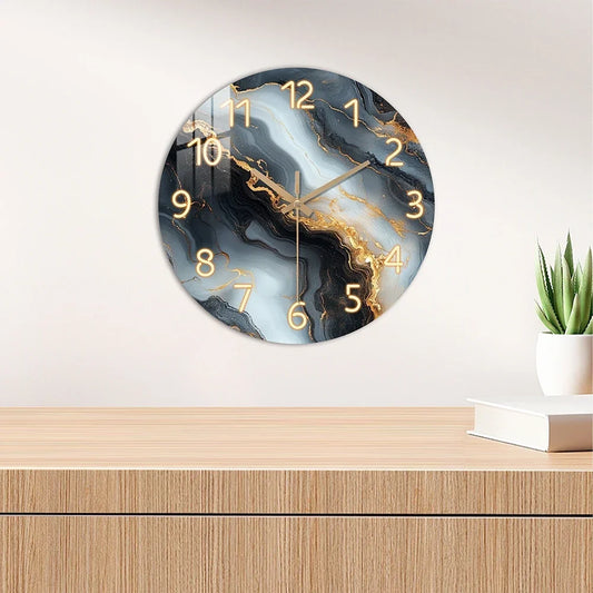 Horloge murale marbre bleu et doré