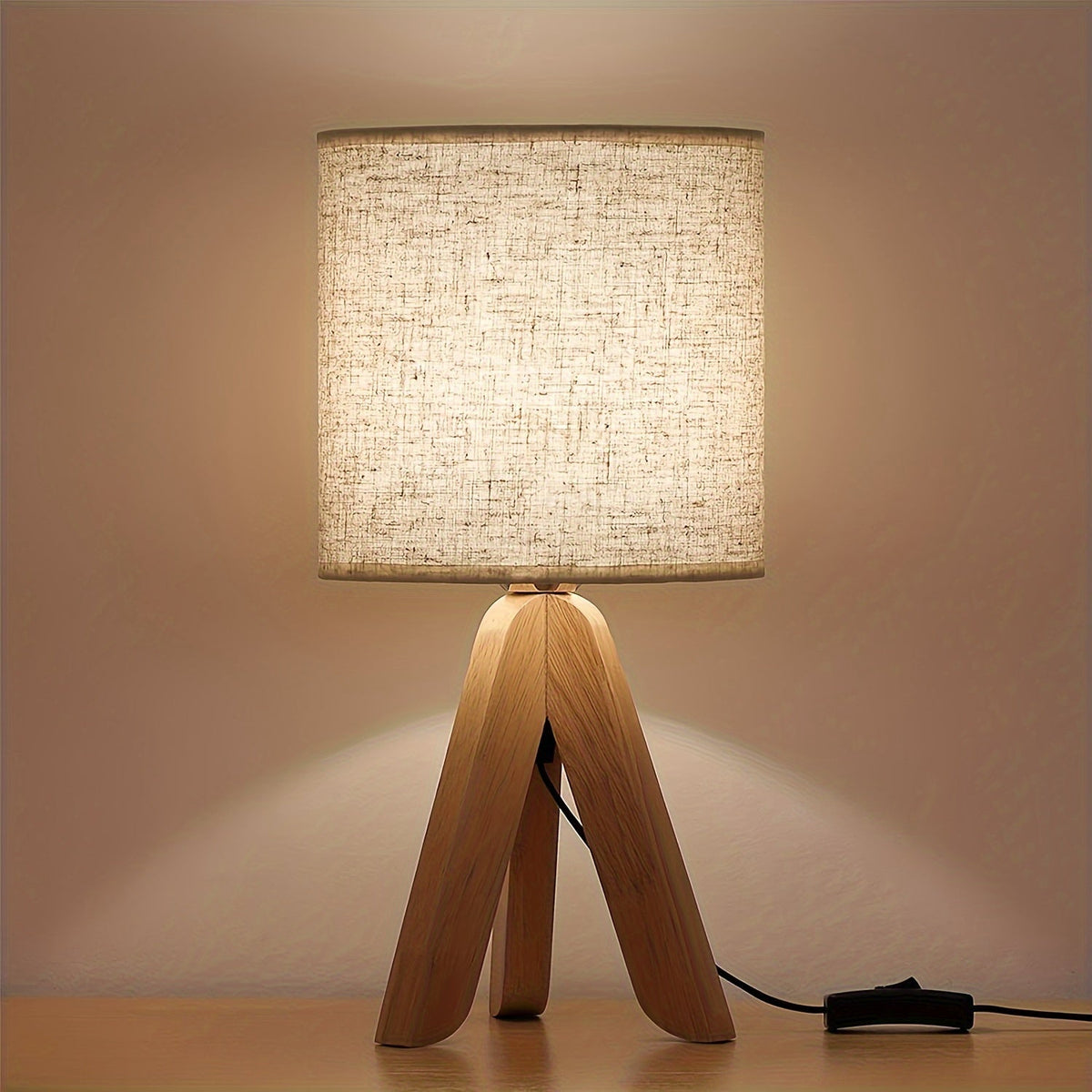 Lampe de table trépied en bois
