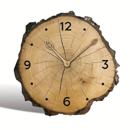 Horloge murale en tranche de bois