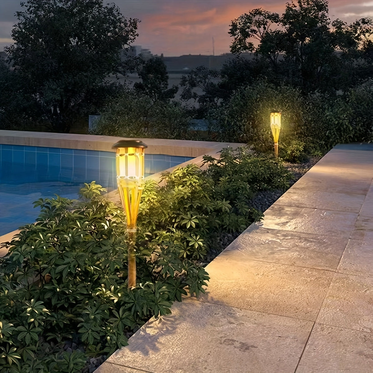 Torches solaires effet flamme, lot de 2