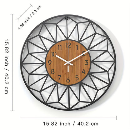 Horloge murale métal effet bois