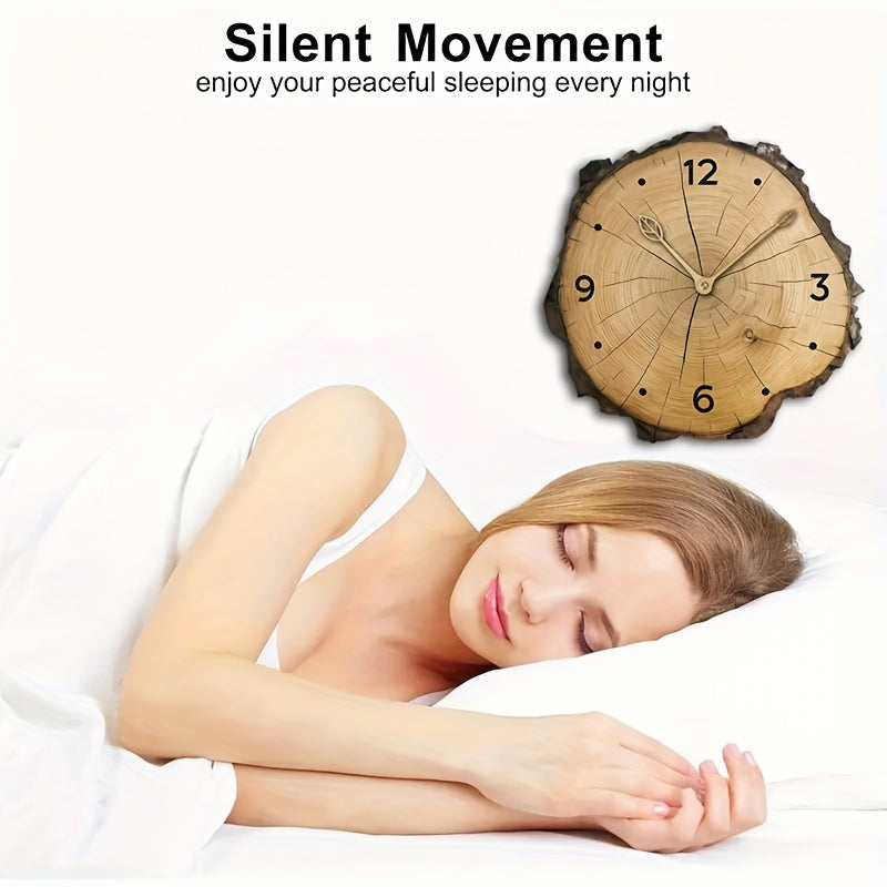 Horloge murale en tranche de bois