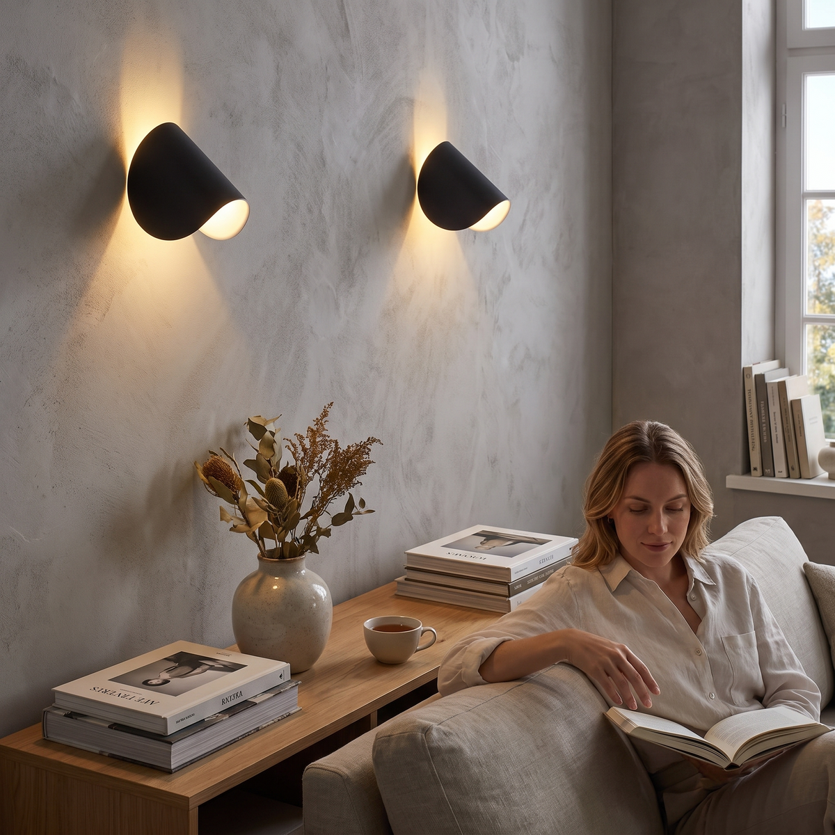 Applique murale DEL orientable allumée au-dessus d'un coin lecture