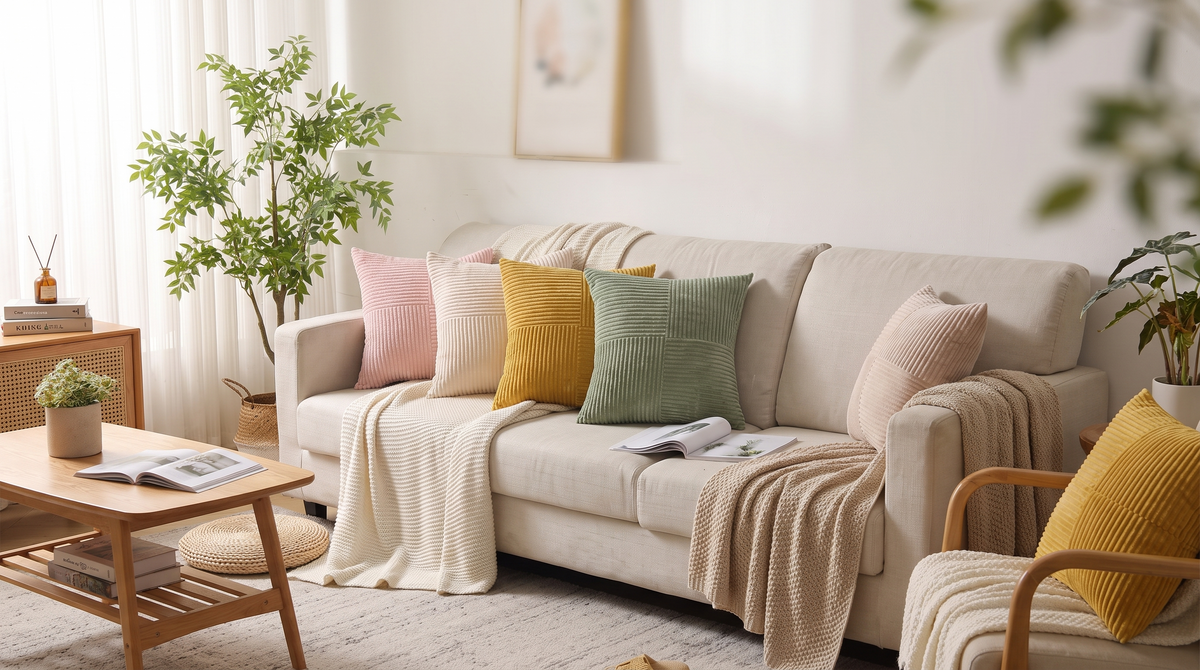 Housses de coussin en velours côtelé