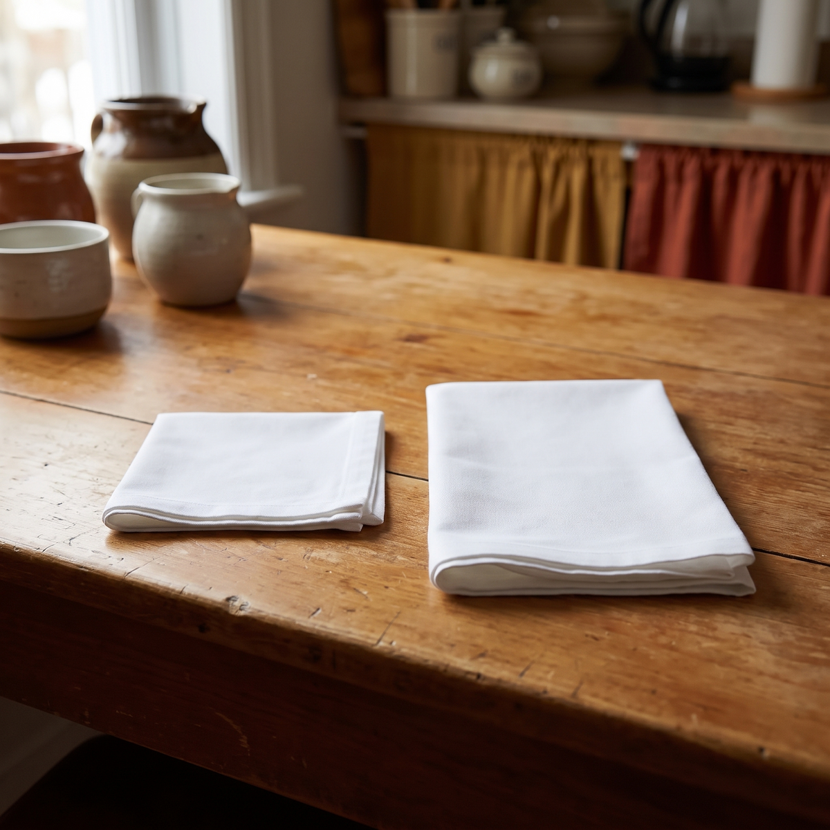 Serviettes de table en coton blanc, lot de 6 – détail