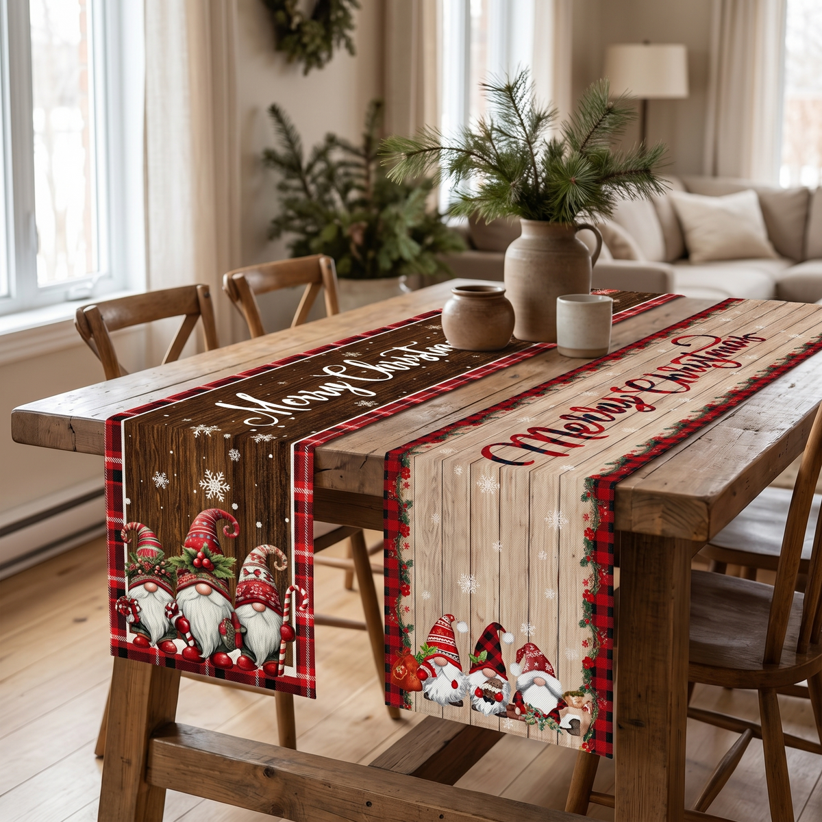 Chemin de table de Noël aux lutins, 35 x 180 cm – détail
