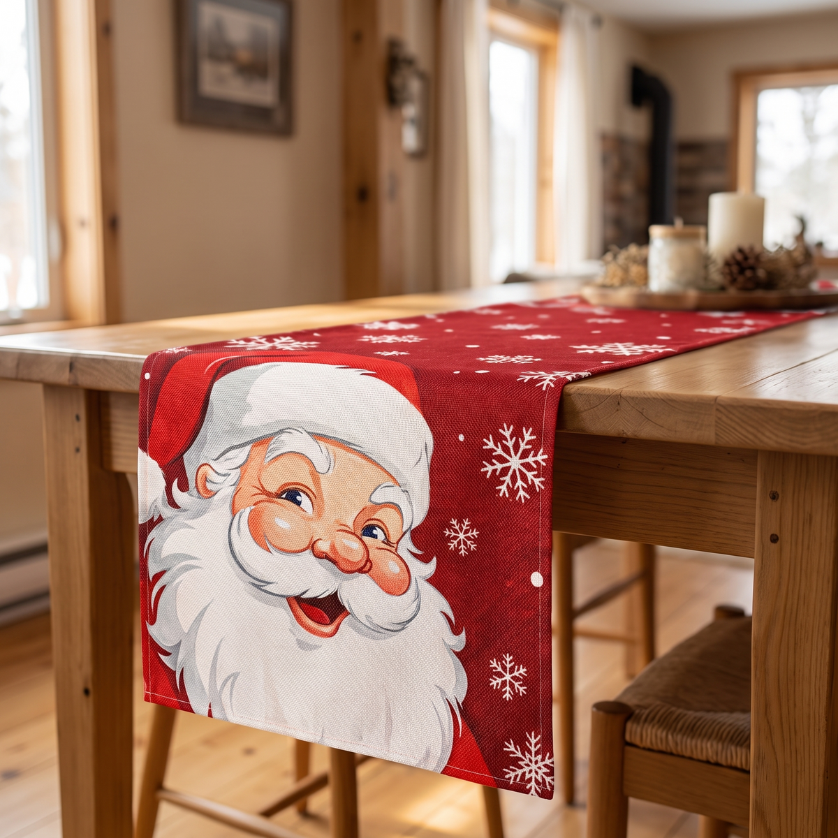 Chemin de table de Noël au père Noël, 35 x 180 cm – en situation