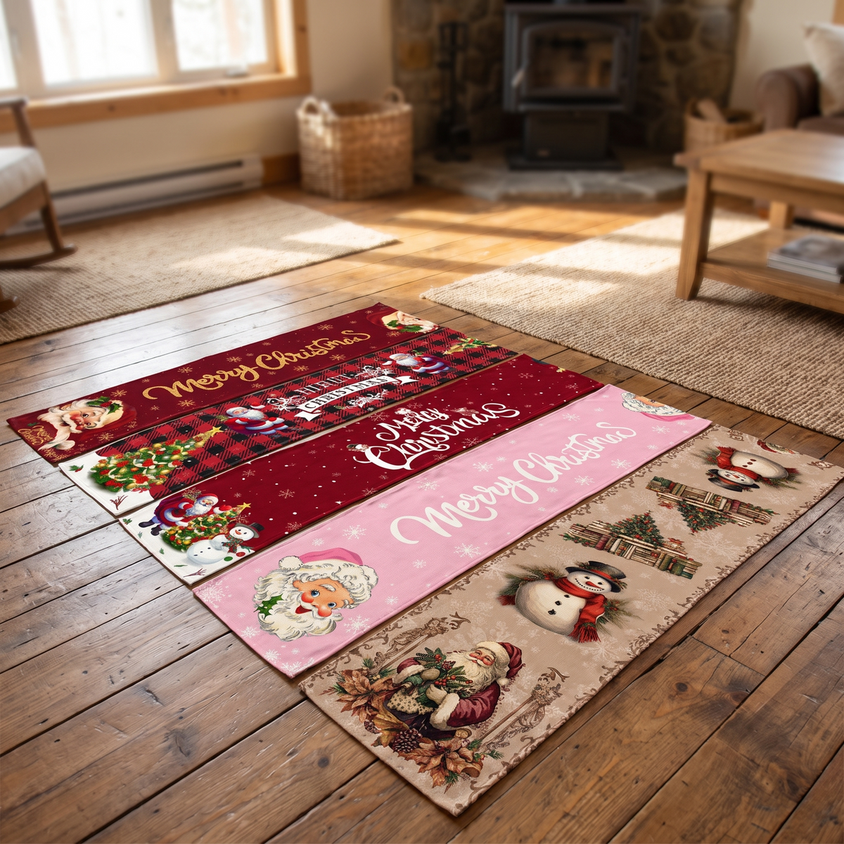 Chemin de table de Noël au père Noël, 35 x 180 cm – détail