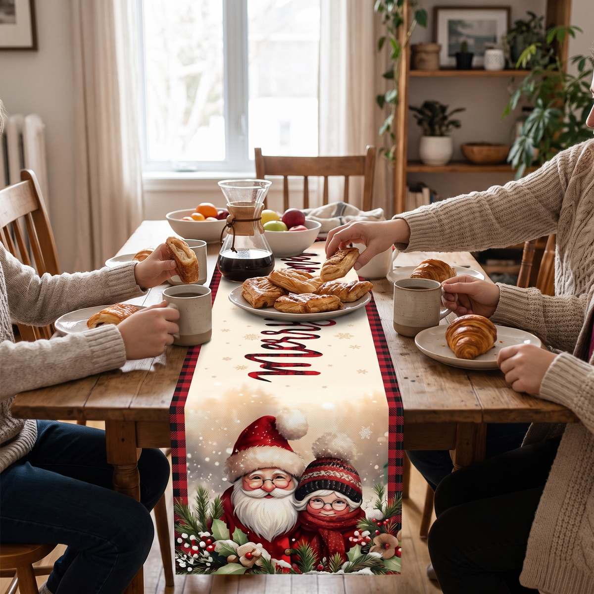 Chemin de table de Noël au père Noël, 35 x 180 cm – usage
