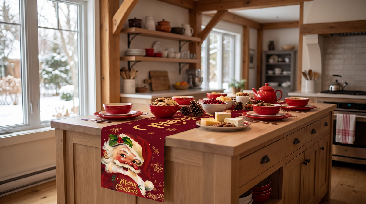 Chemin de table de Noël au père Noël, 35 x 180 cm