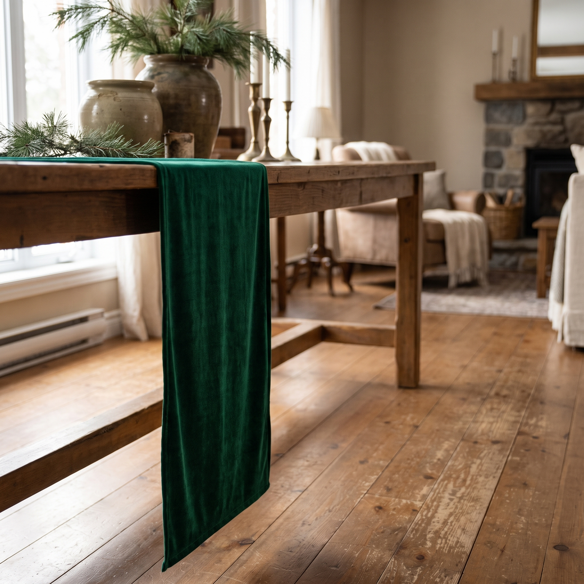 Chemin de table de Noël en velours, 3 m – détail