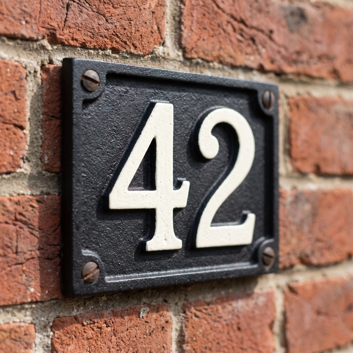 Gros plan d'une plaque de numéro civique en noir mat