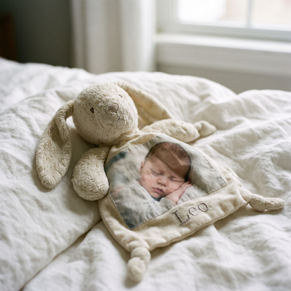 Doudou lapin avec photo imprimée