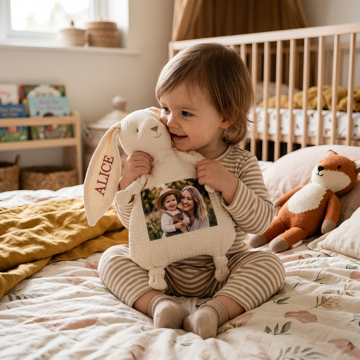 Doudou lapin avec photo imprimée