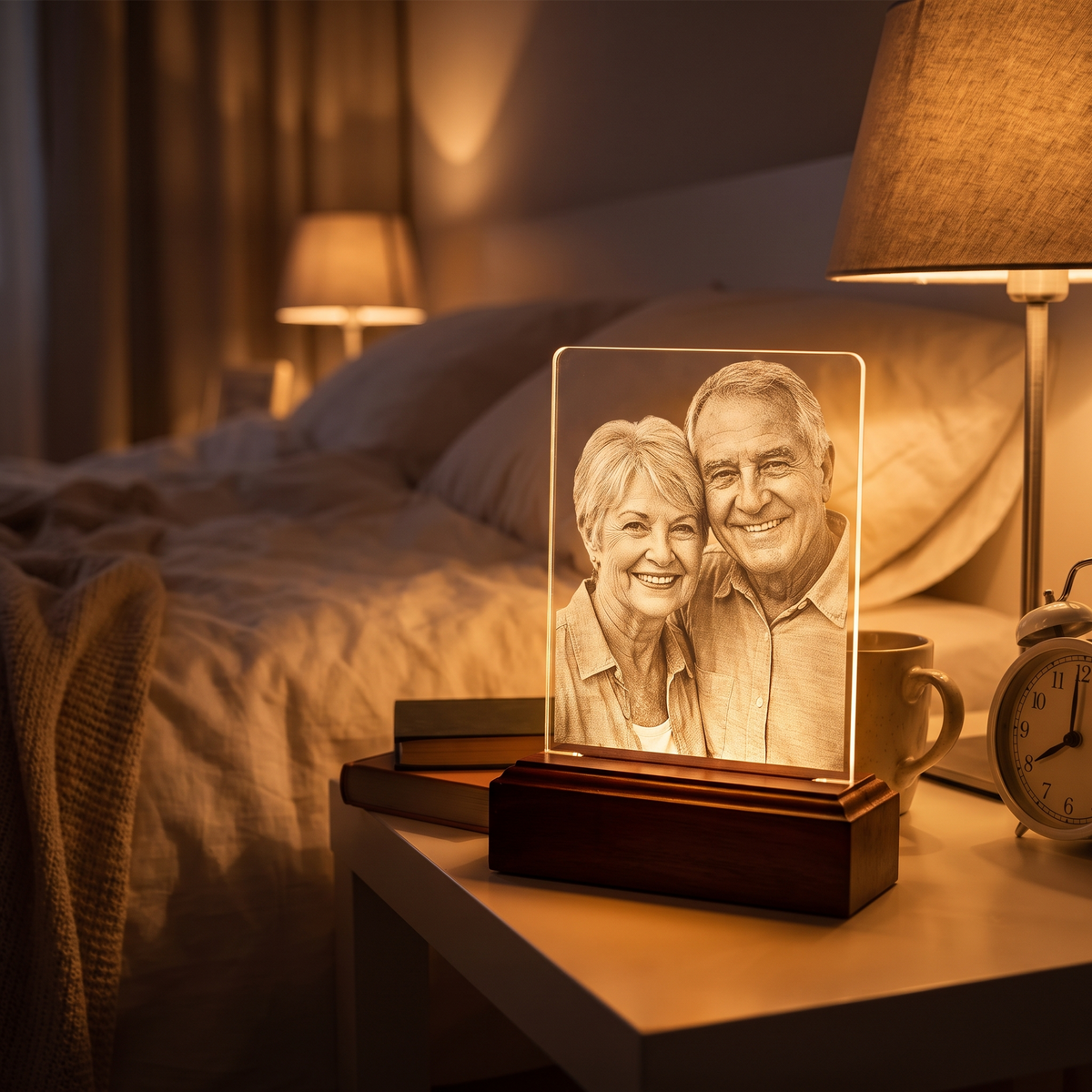 Lampe-plaque avec photo gravée