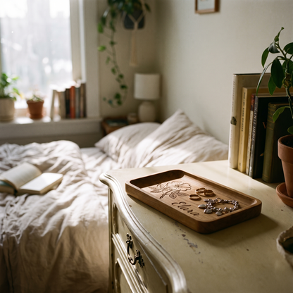 Plateau vide-poche à la fleur de naissance