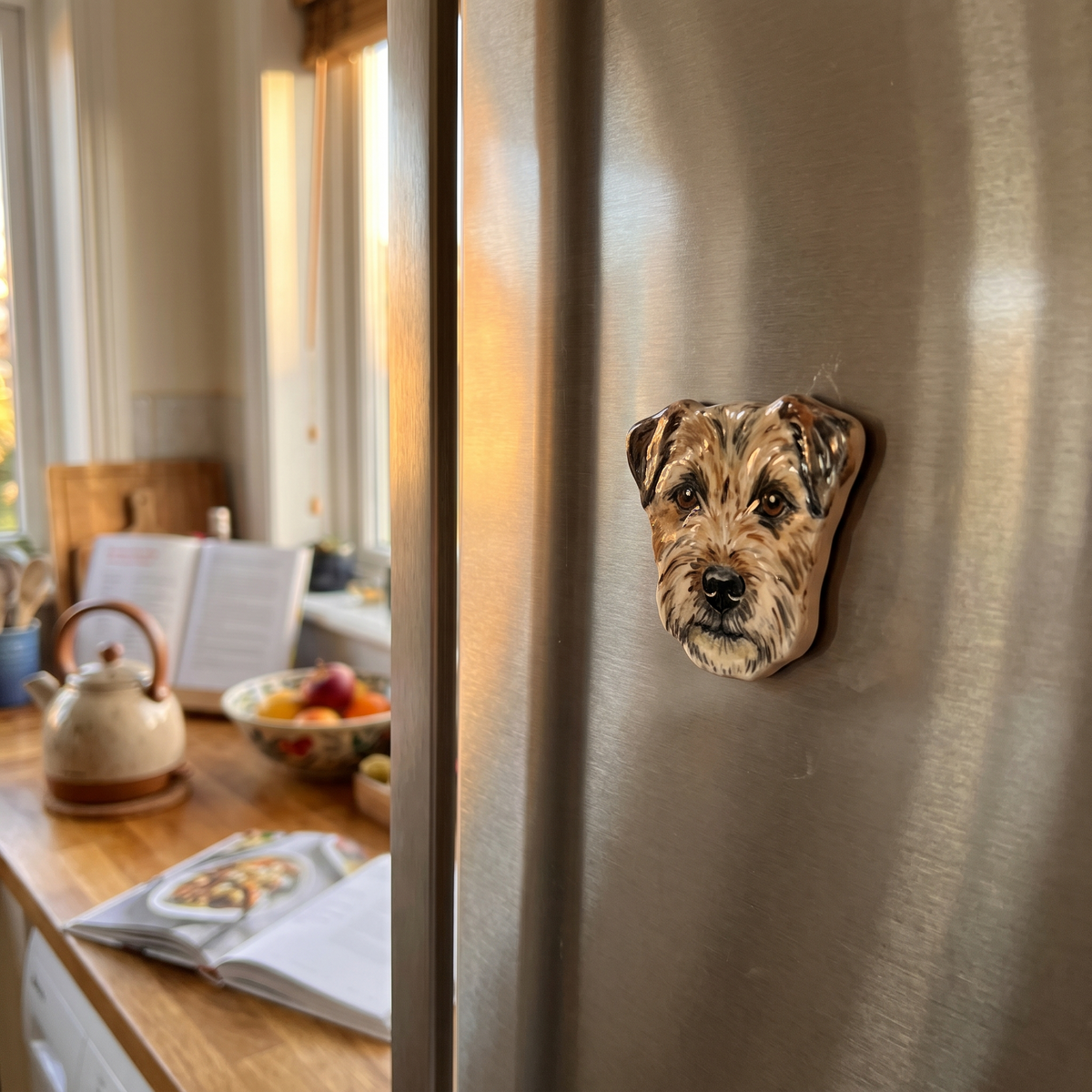 Aimant au portrait d'animal sur la porte d'un réfrigérateur