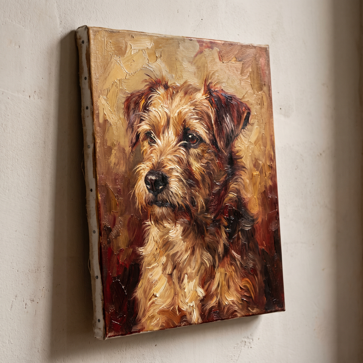 Portrait d'animal peint à l'huile sur toile tendue